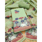 Generic Women's Banarasi Silk Printed Unstitched Salwar Suit Material With Dupatta (Pista, 3Mtrs)