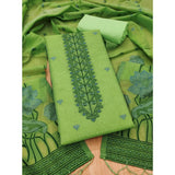 Generic Women's Banarasi Silk Printed Unstitched Salwar Suit Material With Dupatta (Pista, 3Mtrs)