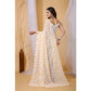 Generic Women's Georgette Printed Saree With Unstitched Blouse 5.5Mtr (White-Yellow)