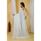 Generic Women's Georgette Printed Saree With Unstitched Blouse 5.5Mtr (White-Grey)