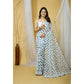 Generic Women's Georgette Printed Saree With Unstitched Blouse 5.5Mtr (White)