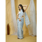 Generic Women's Georgette Printed Saree With Unstitched Blouse 5.5Mtr (White)