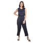 Generic Women's Casual Crepe Sleeveless Jump Suit (Navy Blue)