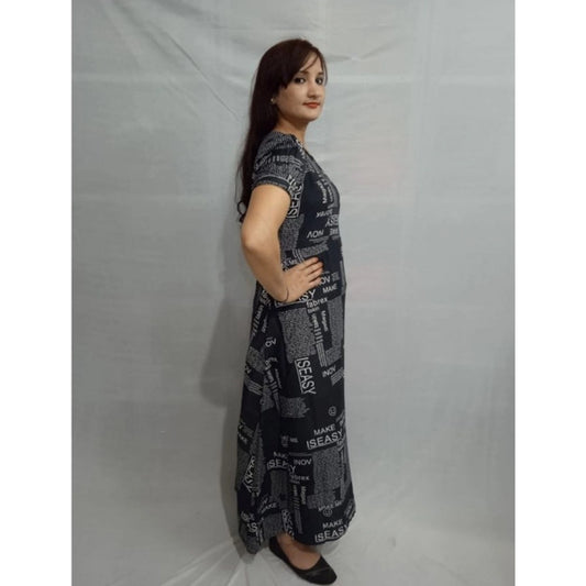 Generic Women's Casual Crepe Half Sleeves Dress (Black)