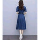 Generic Women's Casual Denim Half Sleeves Dress (Blue)