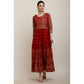 Generic Women's Casual Rayon 3-4th Sleeves Anarkali Kurti (Red)