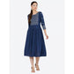 Generic Women's Casual Rayon 3-4th Sleeves Kurti (Blue)