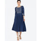 Generic Women's Casual Rayon 3-4th Sleeves Kurti (Blue)