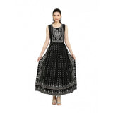 Generic Women's Casual Rayon Sleeveless Kurti (Black)