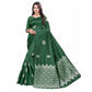 Generic Women's Soft Lichi Silk Printed Saree With Unstitched Blouse 5.5Mtr (Green)