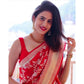 Generic Women's Soft Lichi Silk Printed Saree With Unstitched Blouse 5.5Mtr (Red)