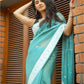 Generic Women's Soft Lichi Silk Printed Saree With Unstitched Blouse 5.5Mtr (Sky-Blue)