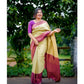 Generic Women's Soft Lichi Silk Printed Saree With Unstitched Blouse 5.5Mtr (Light-Green)