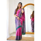 Generic Women's Soft Lichi Silk Printed Saree With Unstitched Blouse 5.5Mtr (Pink)