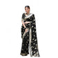 Generic Women's Soft Lichi Silk Printed Saree With Unstitched Blouse 5.5Mtr (Black)