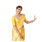 Generic Women's Soft Lichi Silk Printed Saree With Unstitched Blouse 5.5Mtr (Yellow)
