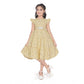 Generic Girl's Twill Printed Short Sleeve Round Neck Dress (Yellow)
