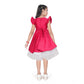 Generic Girl's Satin Soild Short Sleeve V Neck Dress (Pink)