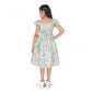 Generic Girl's Popcorn Printed Short Sleeve Squre Neck Dress (Sky Blue)