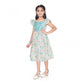 Generic Girl's Popcorn Printed Short Sleeve Squre Neck Dress (Sky Blue)