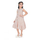 Generic Girl's Slub Printed Sleeve Less Round Neck Dress (Brown)