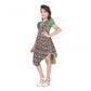 Generic Girl's Twill Printed Short Sleeve Round Neck Dress (Green)