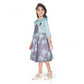 Generic Girl's Satin Printed Sleeve Less Round Neck Dress (Sea Green)