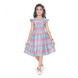 Generic Girl's Lycra Printed Sleeve Less Round Neck Dress (Multicolor)