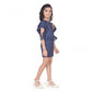 Generic Girl's Knitted Striped Short Sleeve Round Neck Dress (Navy Blue)