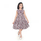 Generic Girl's Digital Slub Printed Sleeve Less Round Neck Dress (Brown)