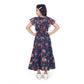 Generic Girl's Shiffon Printed Short Sleeve Round Neck Dress (Blue)