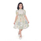 Generic Girl's Digital Knitted Printed Half Sleeve Close Neck Dress (Light Green)
