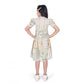 Generic Girl's Digital Knitted Printed Half Sleeve Close Neck Dress (Light Green)