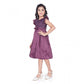 Generic Girl's Satin Printed Sleeve Less Round Neck Dress (Purple)