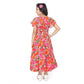 Generic Girl's Shiffon Printed Short Sleeve Round Neck Dress (Multicolor)