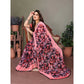 Generic Women's Chiffon Printed Saree With Unstitched Blouse 5.5Mtr (Pink)