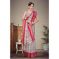 Generic Women's Cotton Silk  Printed Saree With Unstitched Blouse 5.5Mtr (Pink)