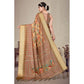 Generic Women's Cotton Silk  Printed Saree With Unstitched Blouse 5.5Mtr (Peach)