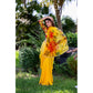 Generic Women's Georgette  Printed Saree With Unstitched Blouse 5.5Mtr (Yellow)