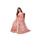 Generic Women's Linen Cotton  Printed Saree With Unstitched Blouse 5.5Mtr (Orange )