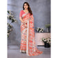 Generic Women's Linen Cotton  Printed Saree With Unstitched Blouse 5.5Mtr (Orange )