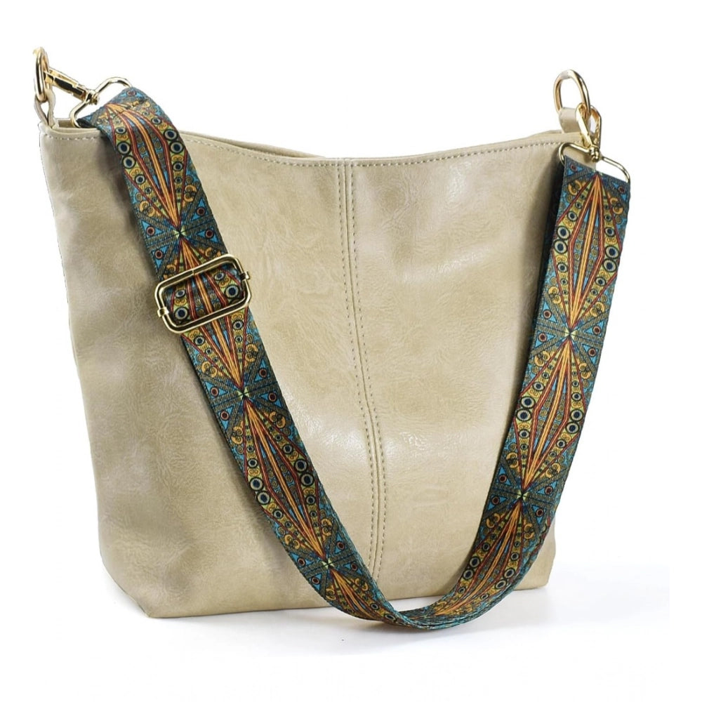 Generic Women's PU Leather Zipper Handbag (Beige)
