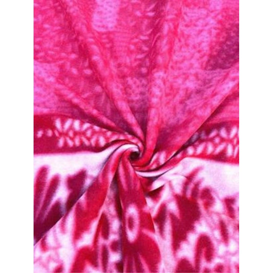 Generic Fleece Floral Printed Double Polar Warm Bedsheet with 2 Pillow Cover (Pink)