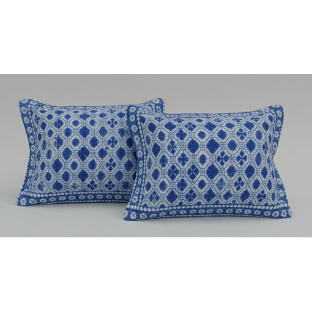 Generic Fleece Geometric Double Polar Warm Bedsheet with 2 Pillow Cover (Blue)