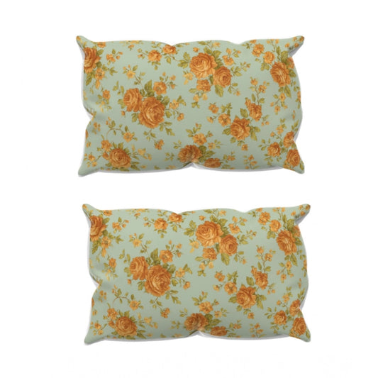 Generic Microfiber Floral Printed Double Bedsheet with 2 Pillow Covers (Beige)