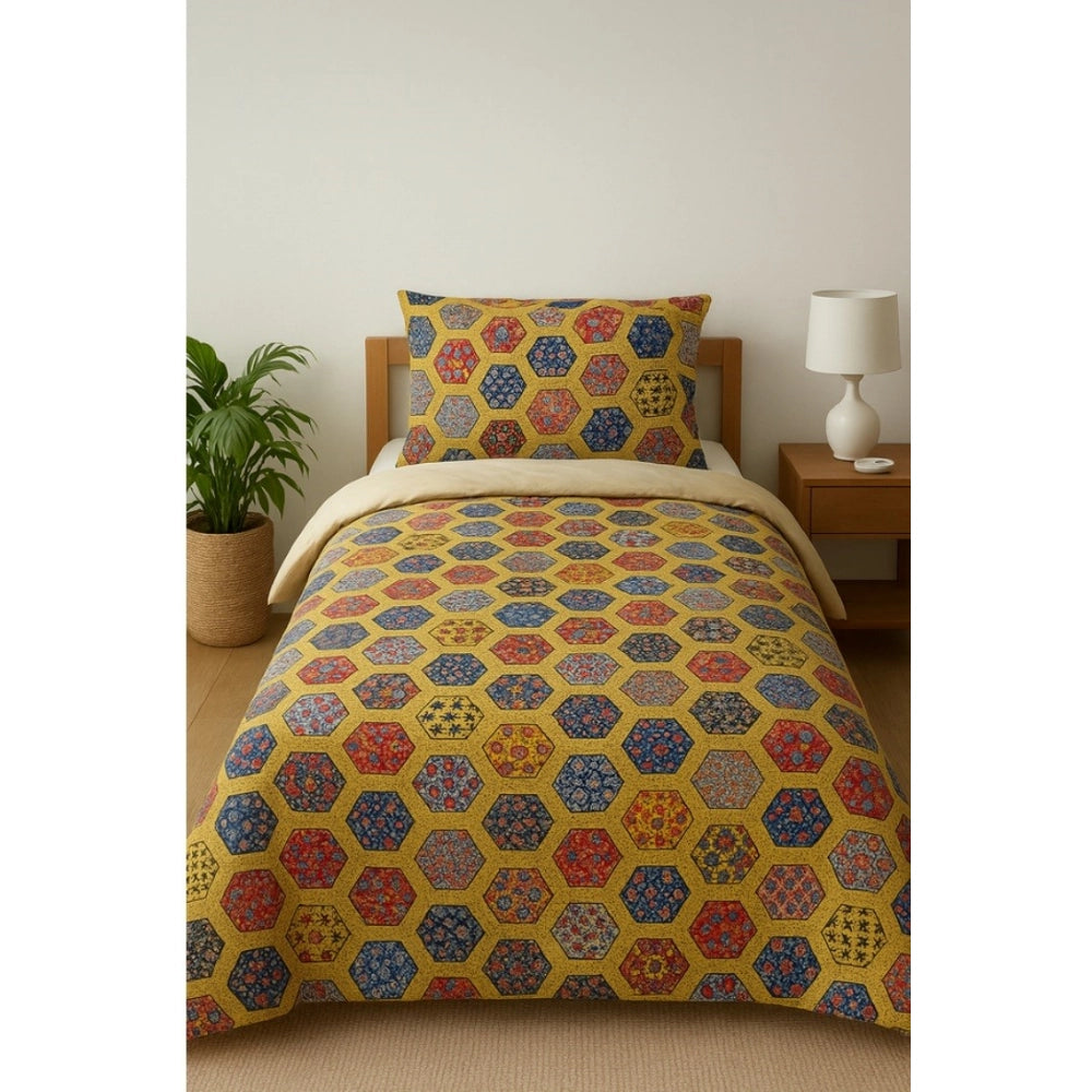 Generic Microfiber Floral Printed Single Bedsheet with 1 Pillow Cover (Multicolor)