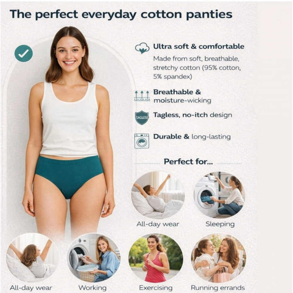Generic Pack of_12 Women's Cotton Solid Hipster Panty (Multicolor)
