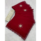 Generic Women's Chiffon Butti Dotted Saree With Unstitched Blouse 5.5Mtr (Red)