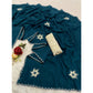 Generic Women's Chiffon Butti Dotted Saree With Unstitched Blouse 5.5Mtr (Blue)