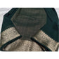 Generic Women's Crepe Chit Pallu Solid Saree With Unstitched Blouse 5.5Mtr (Bottle Green)